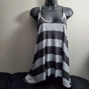 Gray and black stripe tank top.